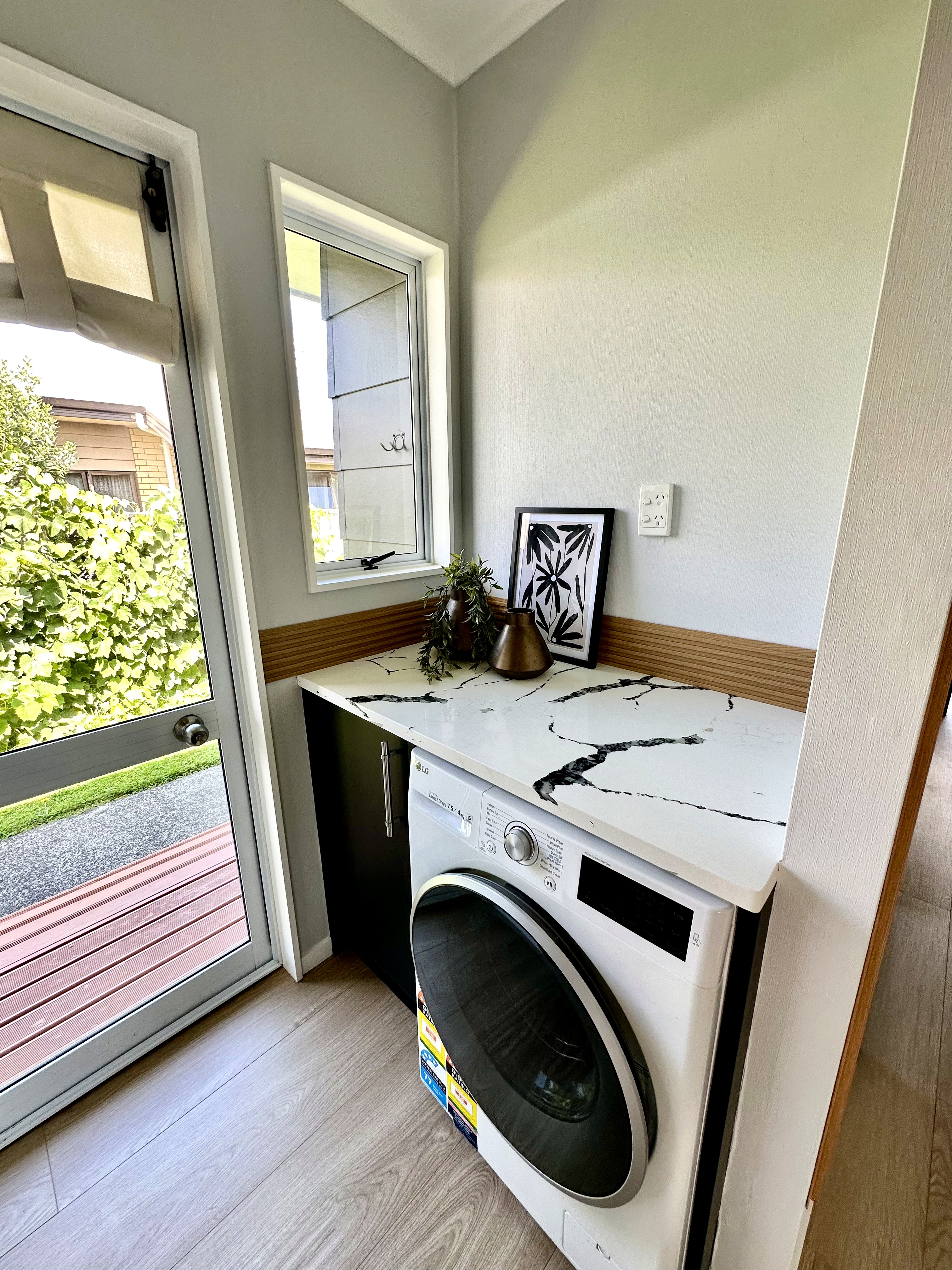 Laundry zone with marble top