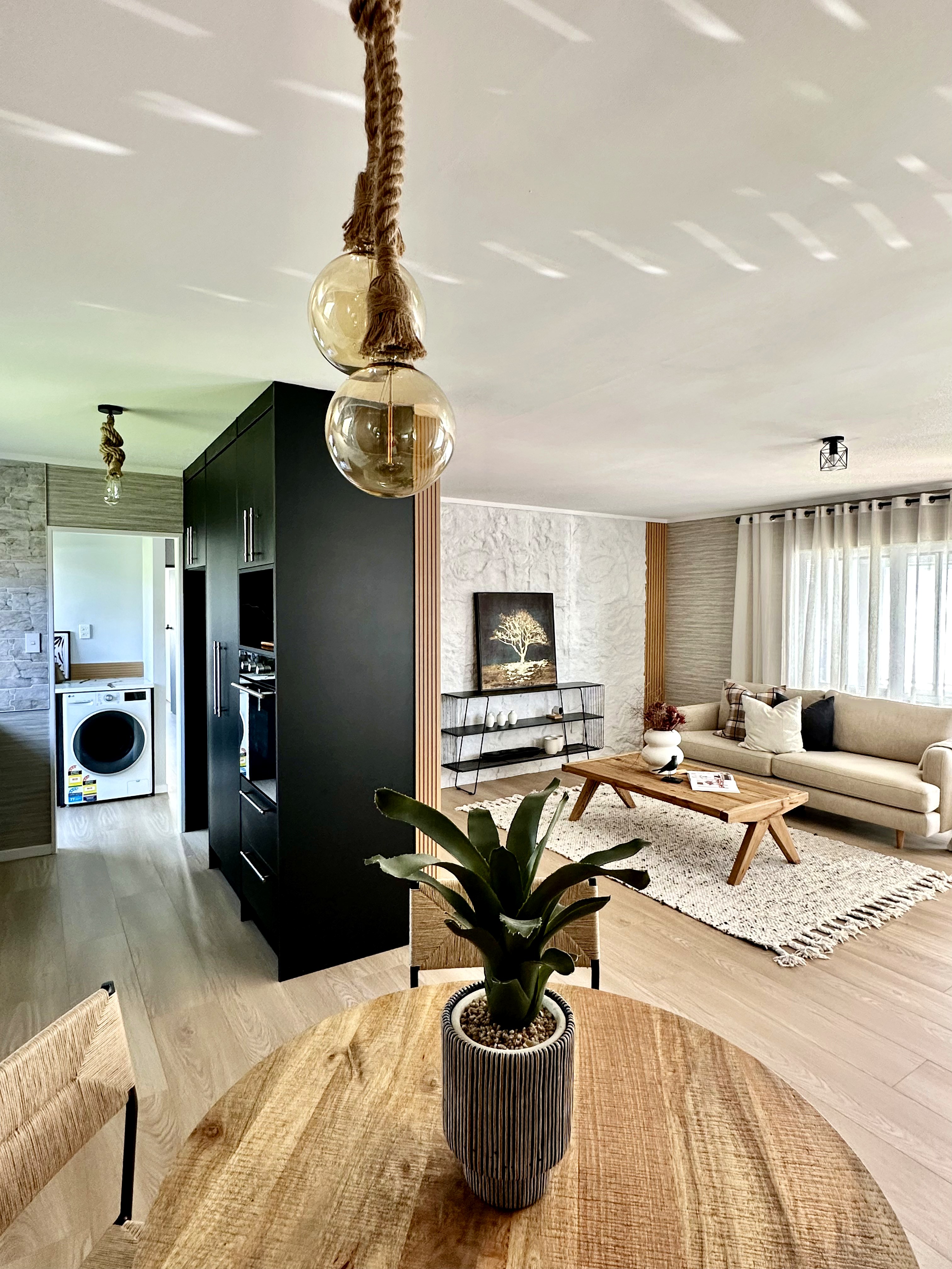 Kitchen view to living area