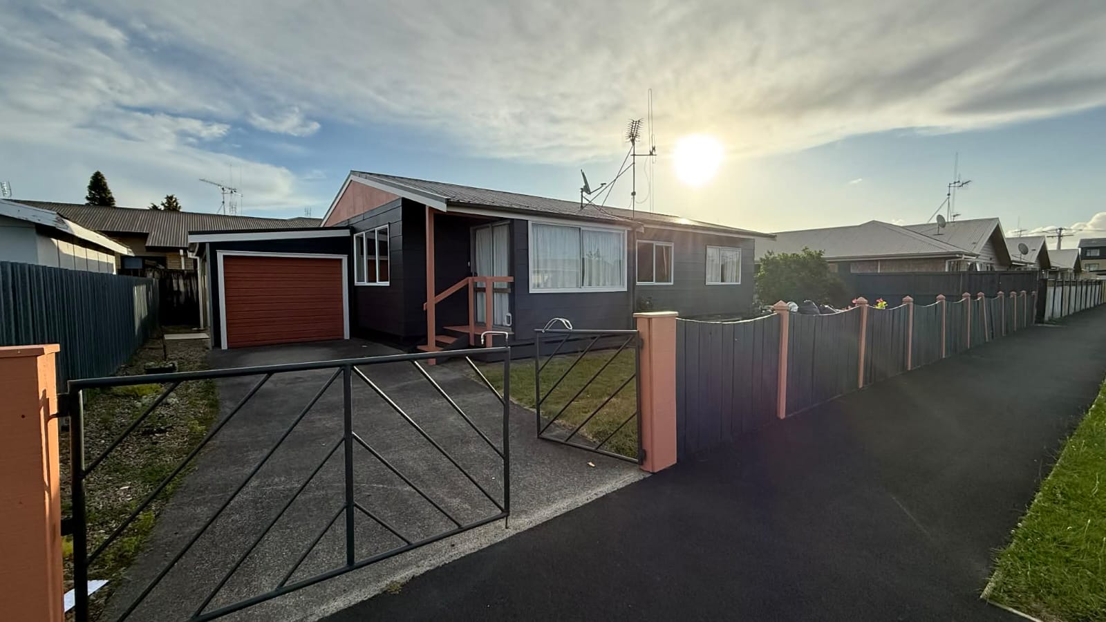 After — new dark exterior sunset